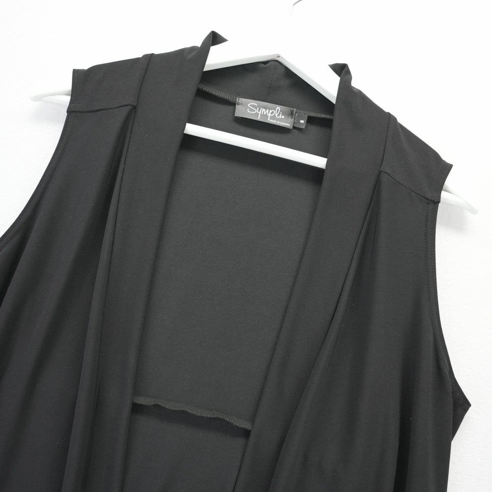 Sympli Black Open‎ Front Sleeveless Cardigan Vest Draped Lagenlook Size 8 Canada